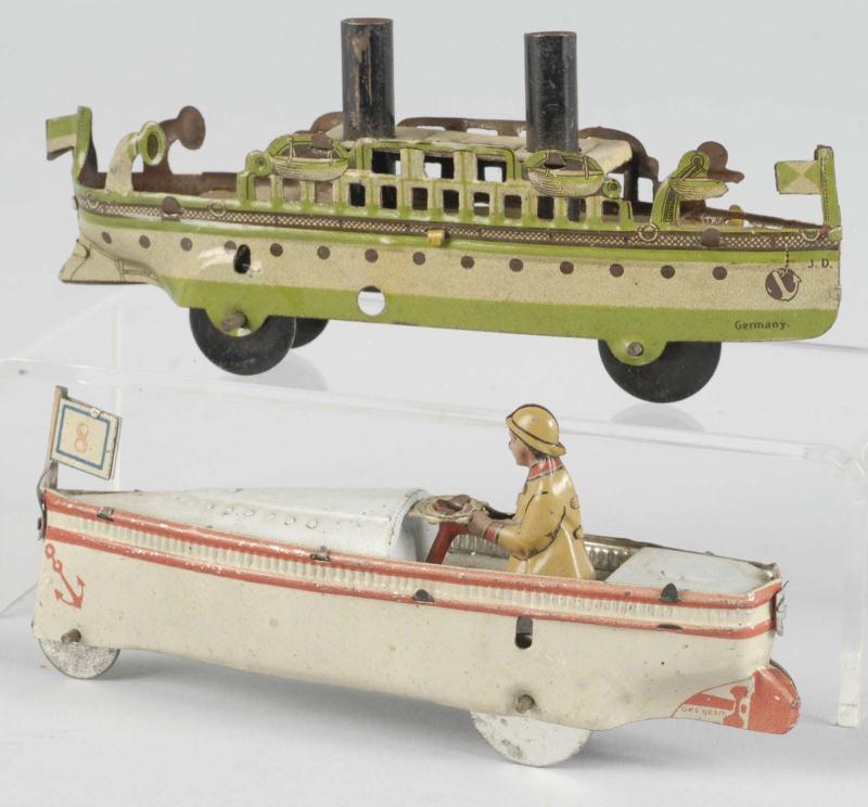 Lot of 2: Tin Litho Boat Penny