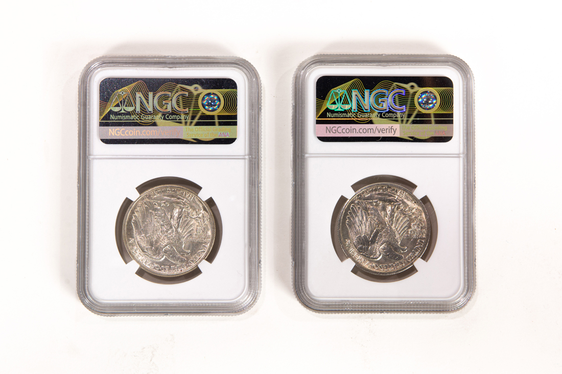 (LOT OF 2) WALKING LIBERTY HALF