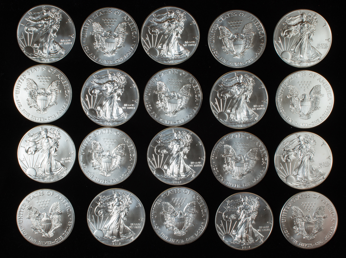 (LOT OF 20) 2012 SILVER EAGLES
