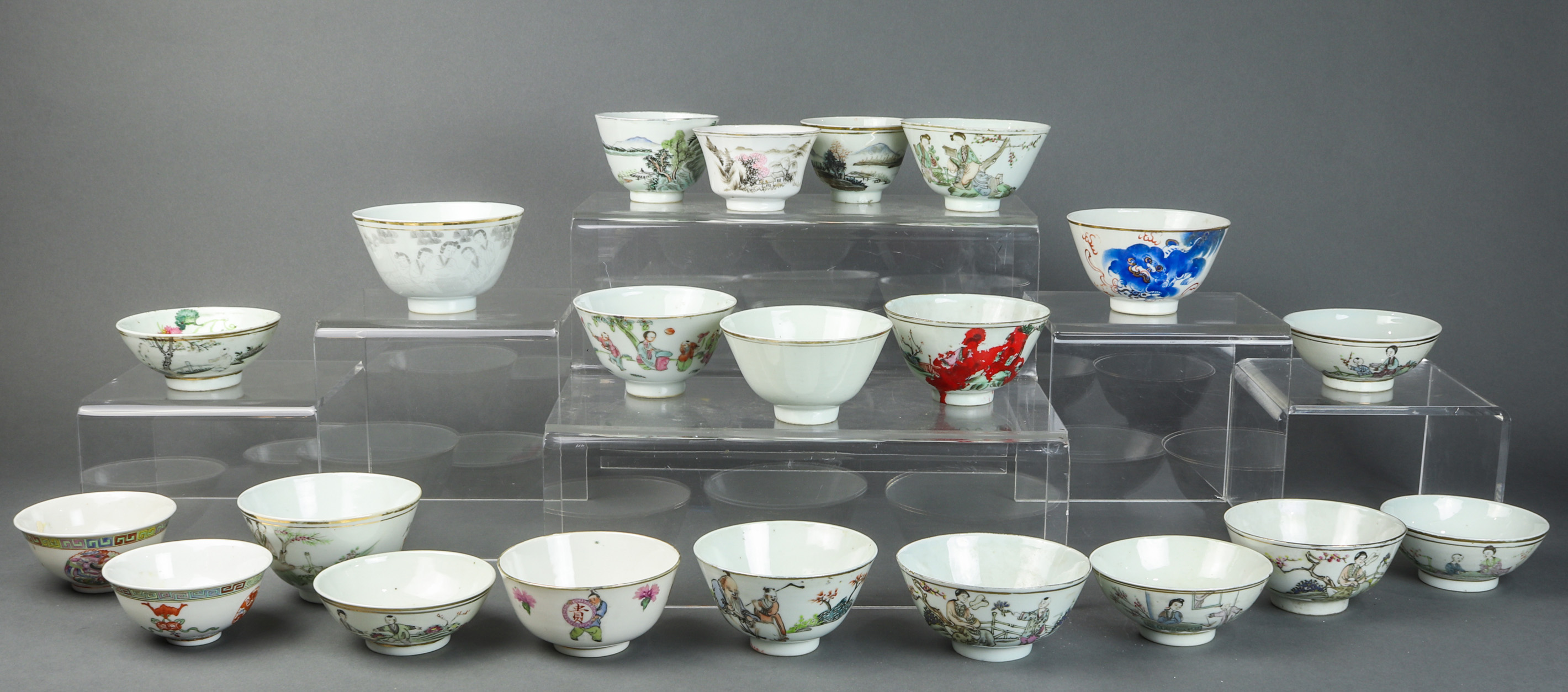 (LOT OF 21) CHINESE ENAMELED