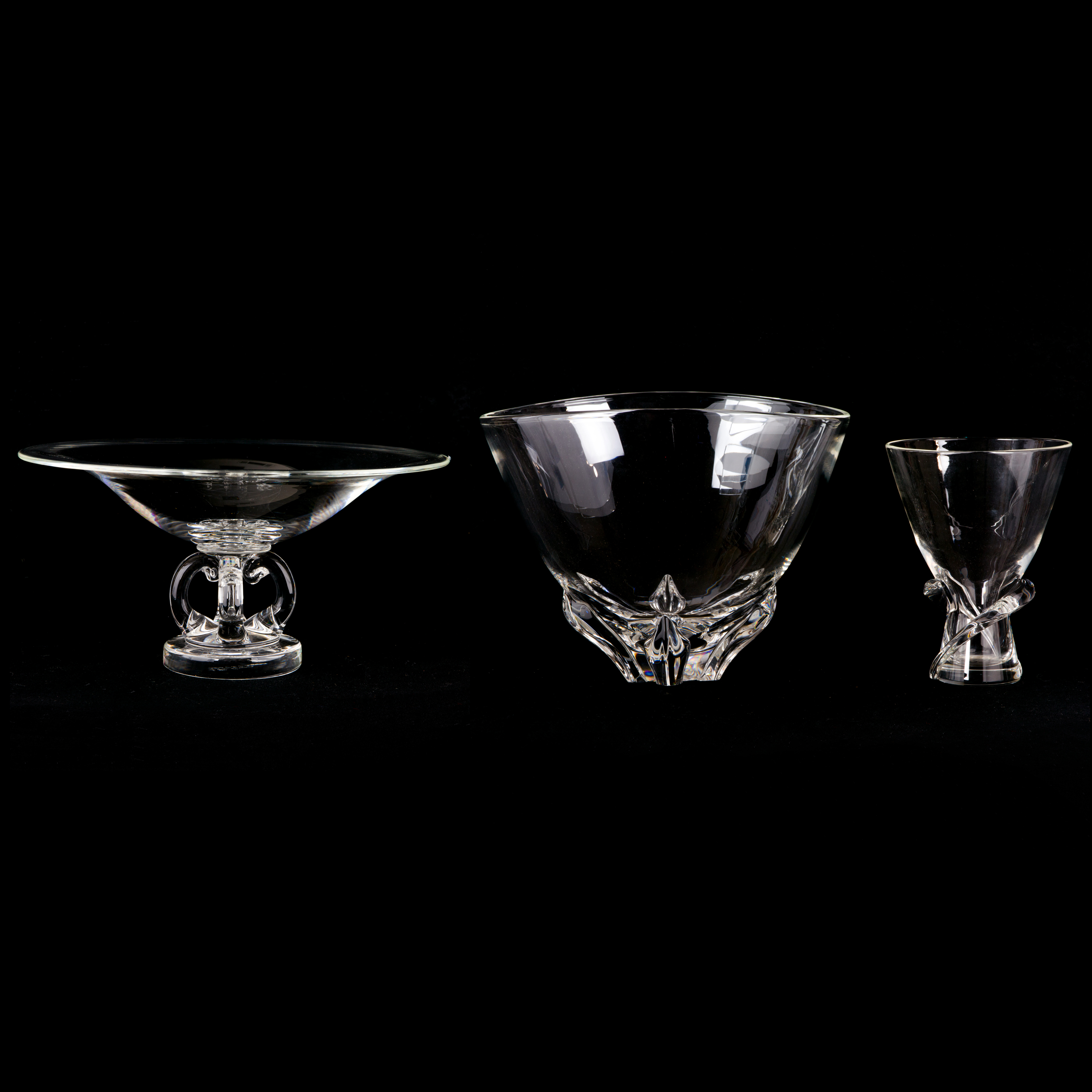 (LOT OF 3) A STEUBEN GLASS BOWL,