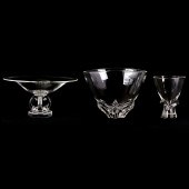 (LOT OF 3) A STEUBEN GLASS BOW