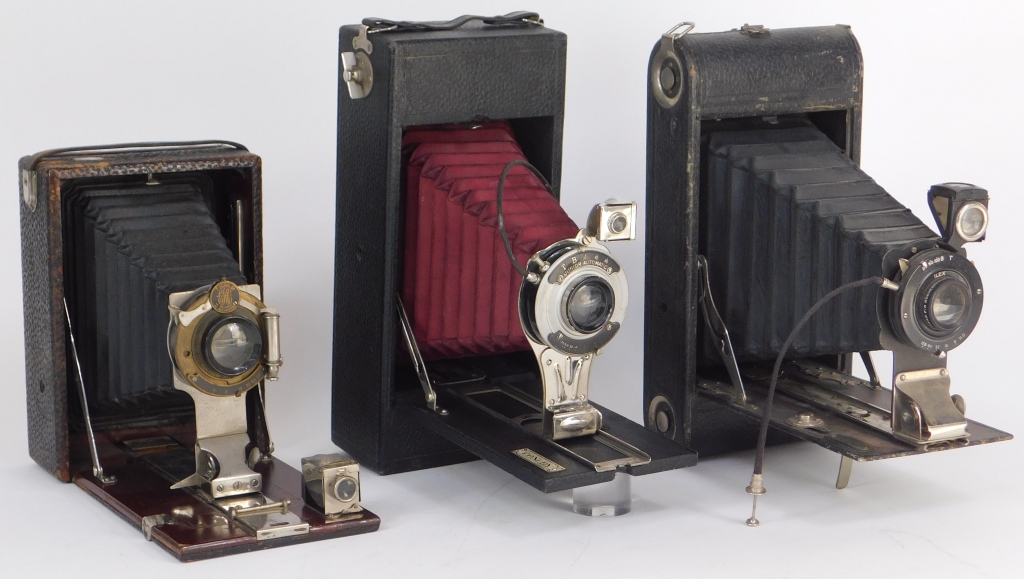 LOT OF 3 AMERICAN FOLDING CAMERAS