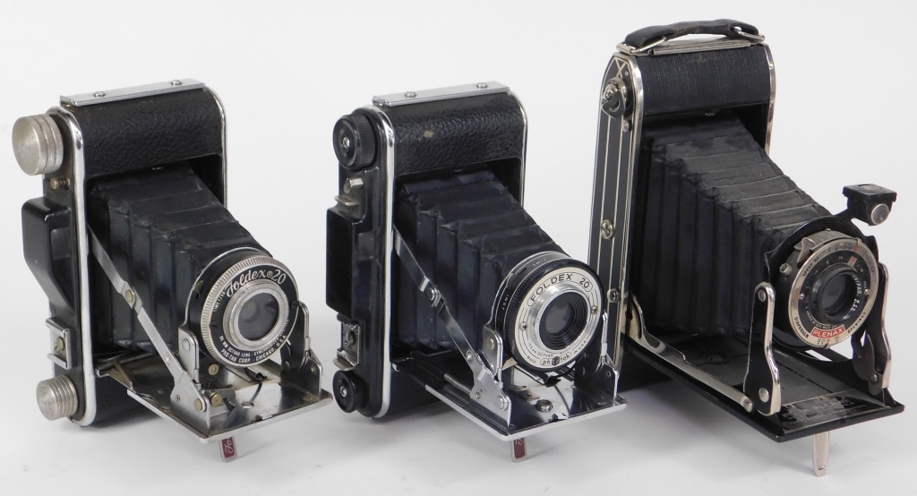 LOT OF 3 ANSCO FOLDING CAMERAS