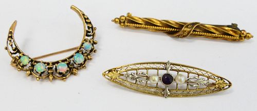 LOT OF 3 ANTIQUE LADIES GOLD