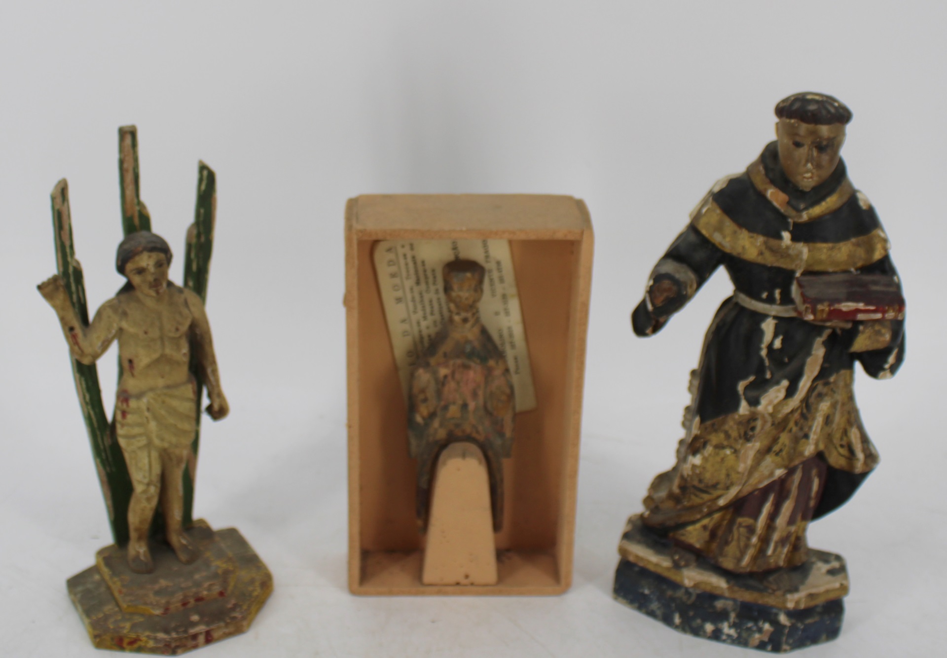 LOT OF 3 ANTIQUE SANTOS FIGURES .