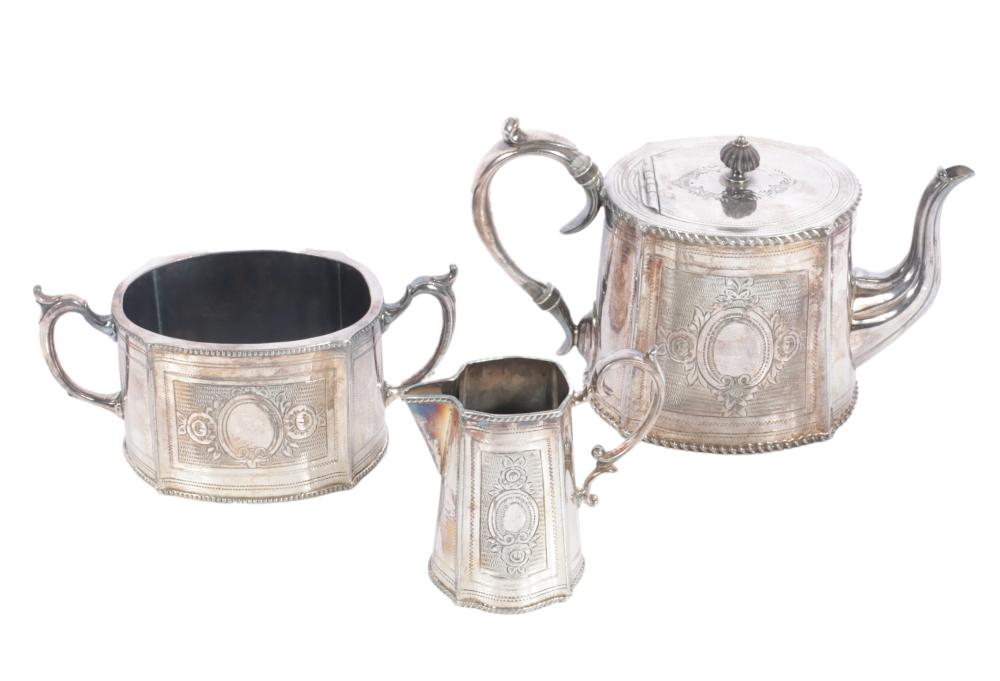 LOT OF 3 ANTIQUE SILVER PLATE TEA