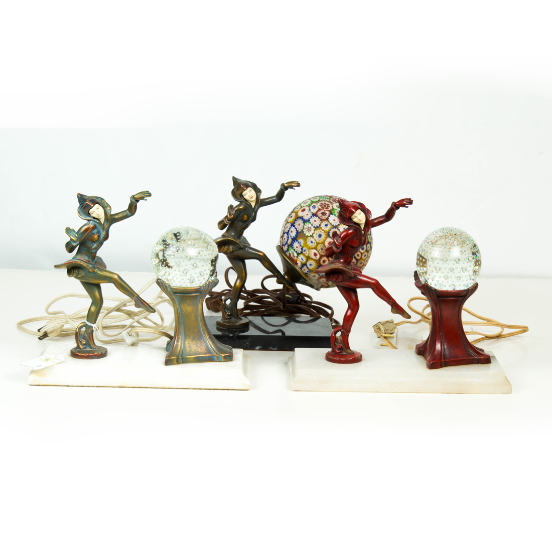 (LOT OF 3) ART DECO GLASS, ENAMELED
