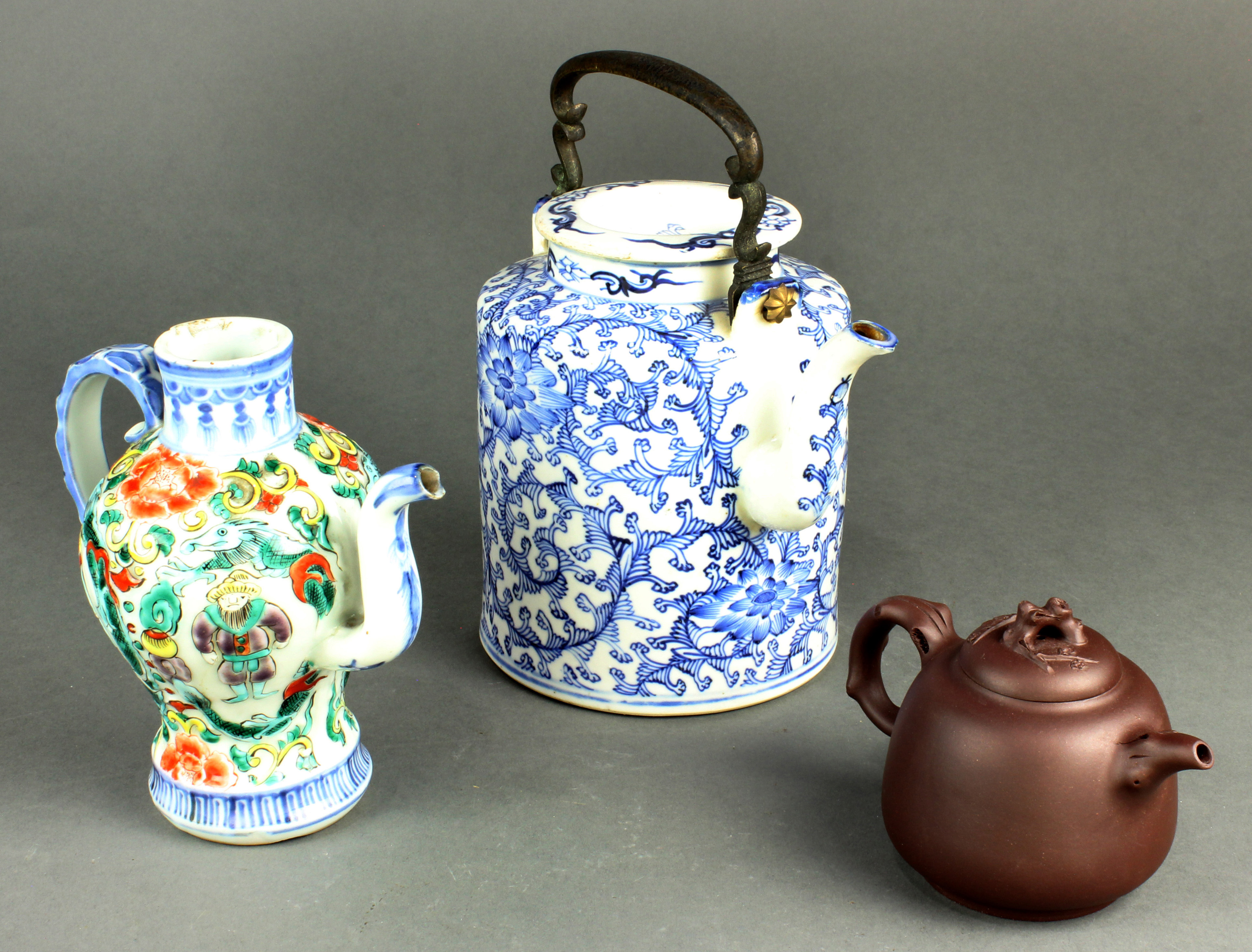 (LOT OF 3) ASIAN CERAMIC TEAPOTS