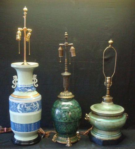 Lot of 3 Asian Style Lamps. From