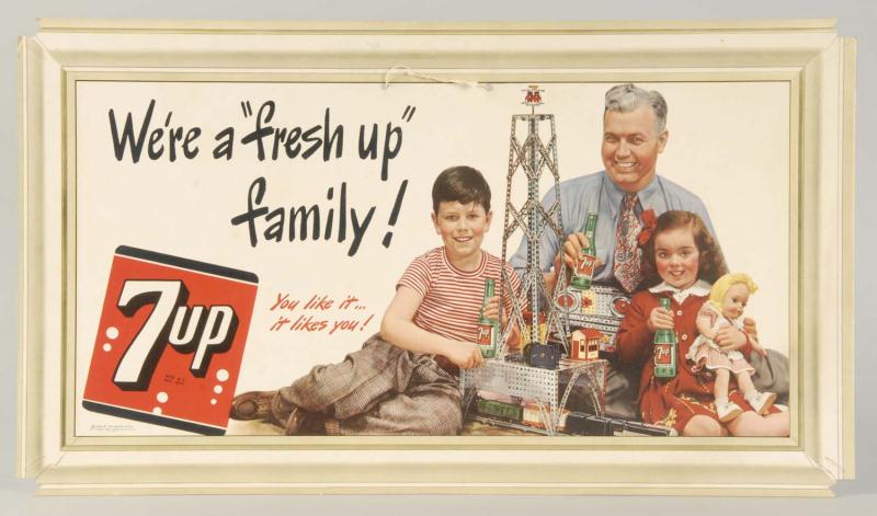 Lot of 3: Cardboard 7up Posters. 