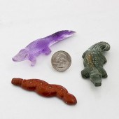 LOT OF 3 CARVED REPTILE FIGURI