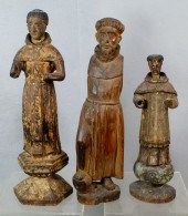Lot of 3 carved wood Santos: S