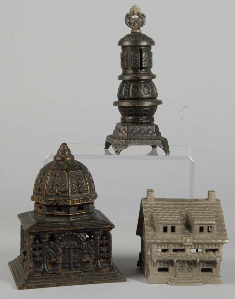 Lot of 3: Cast Iron Still Banks. 