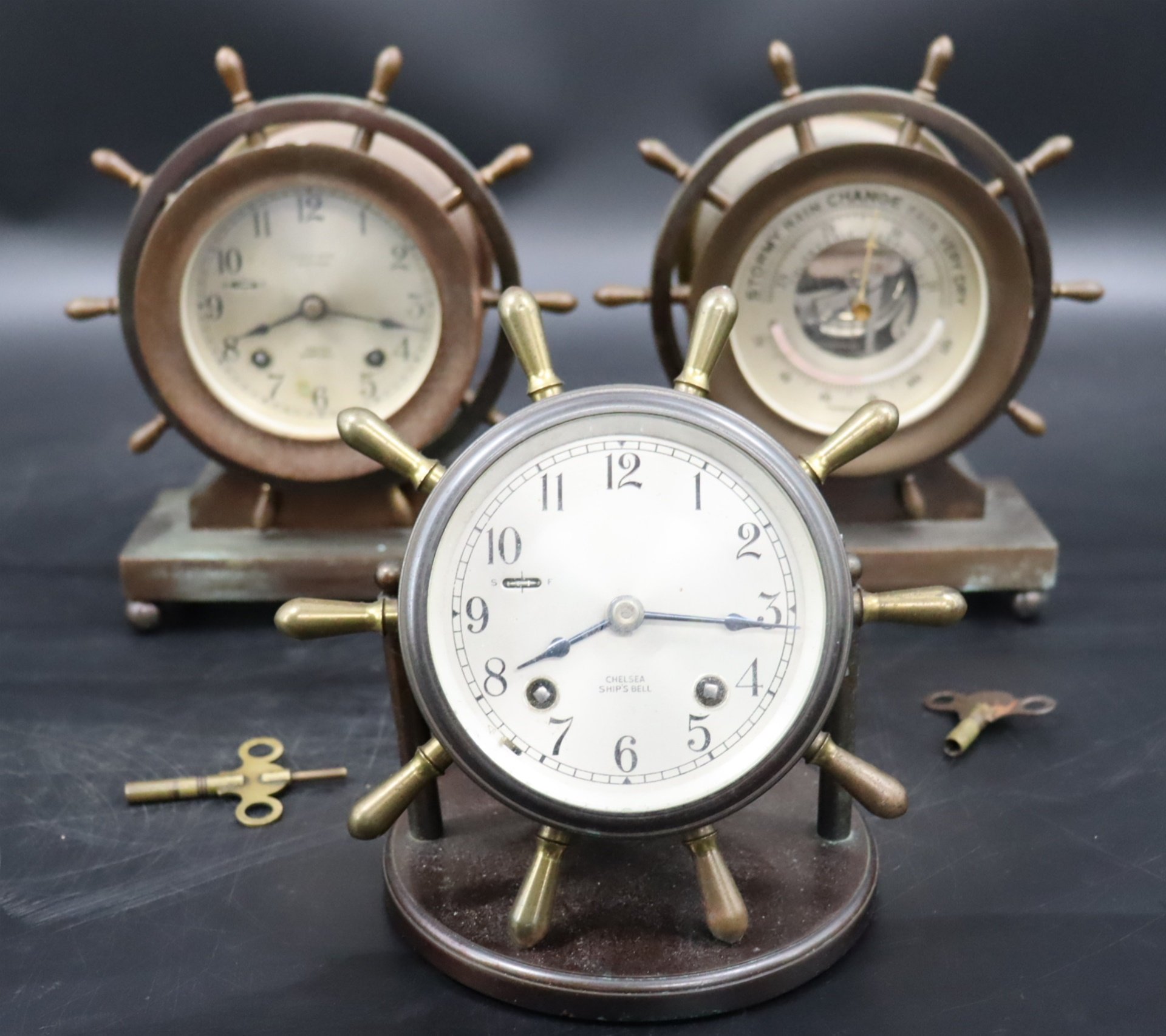LOT OF 3 CHELSEA SHIPS CLOCKS. From