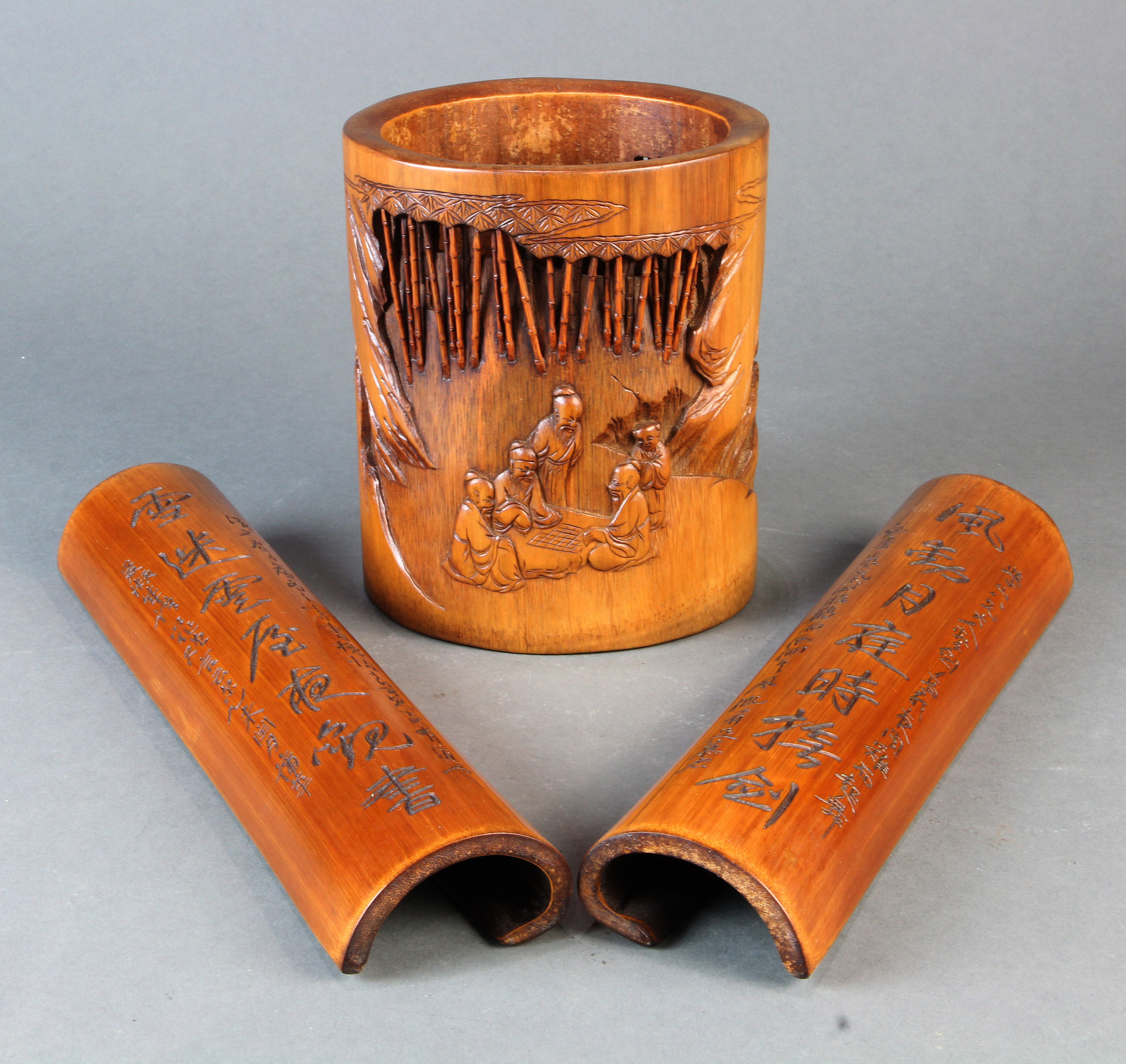 (LOT OF 3) CHINESE BAMBOO OBJECTS