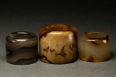 (LOT OF 3) CHINESE BANDED AGAT