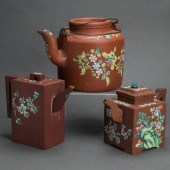 (LOT OF 3) CHINESE ENAMELED YI