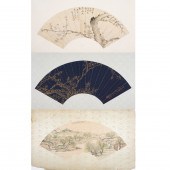 (LOT OF 3) CHINESE FAN PAINTIN