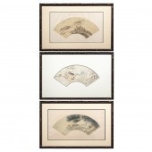 (LOT OF 3) CHINESE FAN PAINTIN