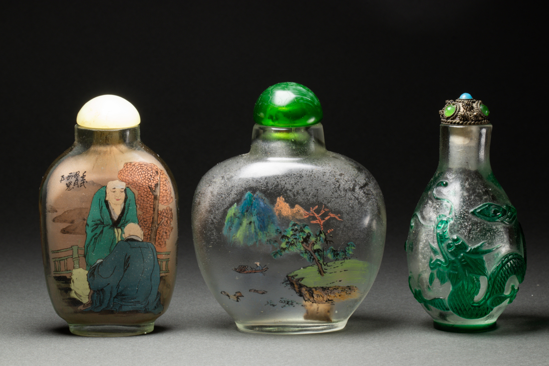 (LOT OF 3) CHINESE GLASS SNUFF