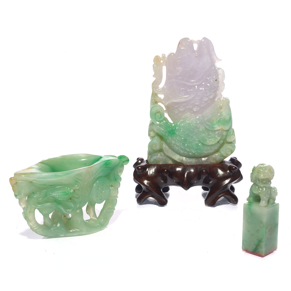(LOT OF 3) CHINESE GREEN JADEITE