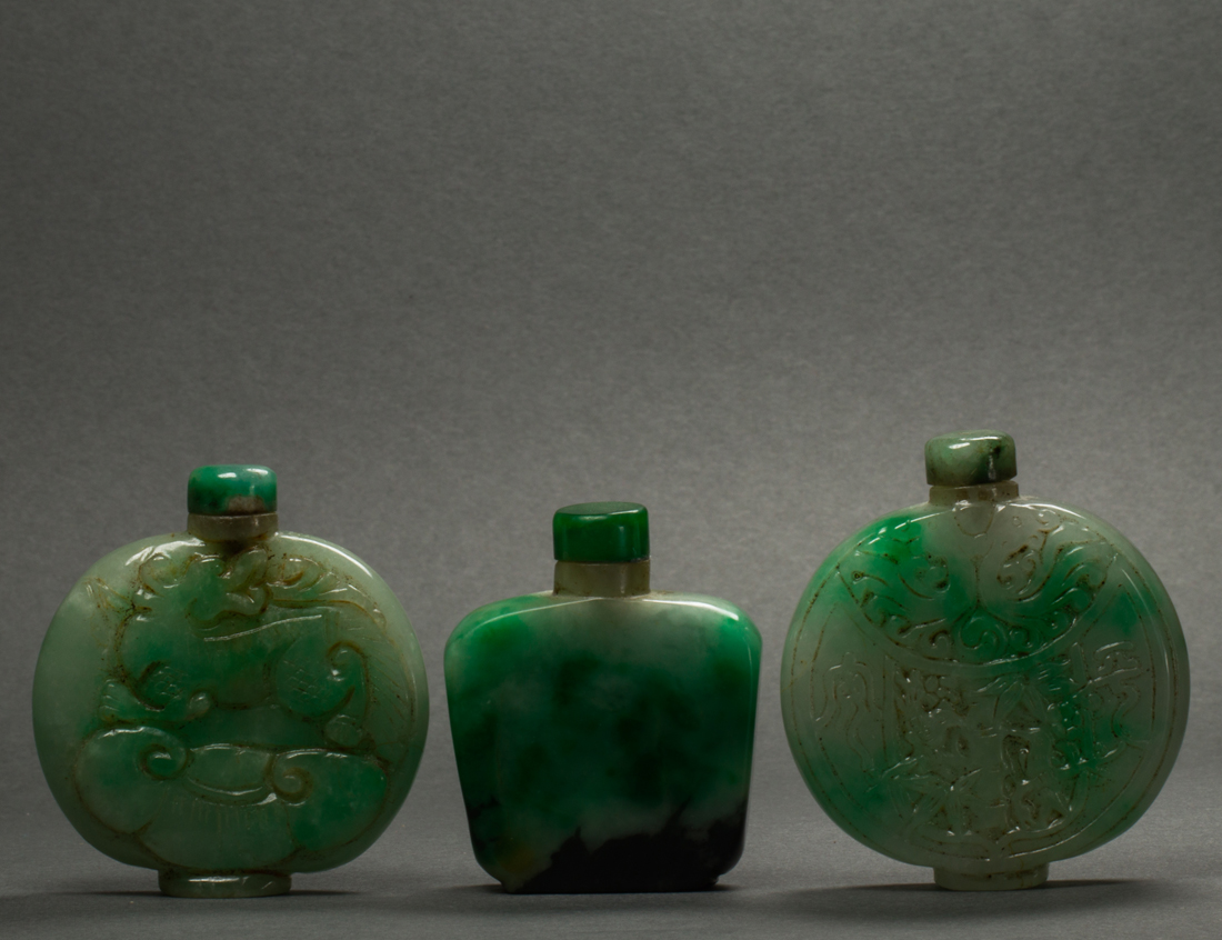 (LOT OF 3) CHINESE JADEITE SNUFF