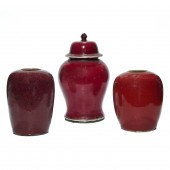 (LOT OF 3) CHINESE RED GLAZED