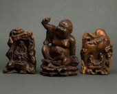 (LOT OF 3) CHINESE WOOD FIGURA