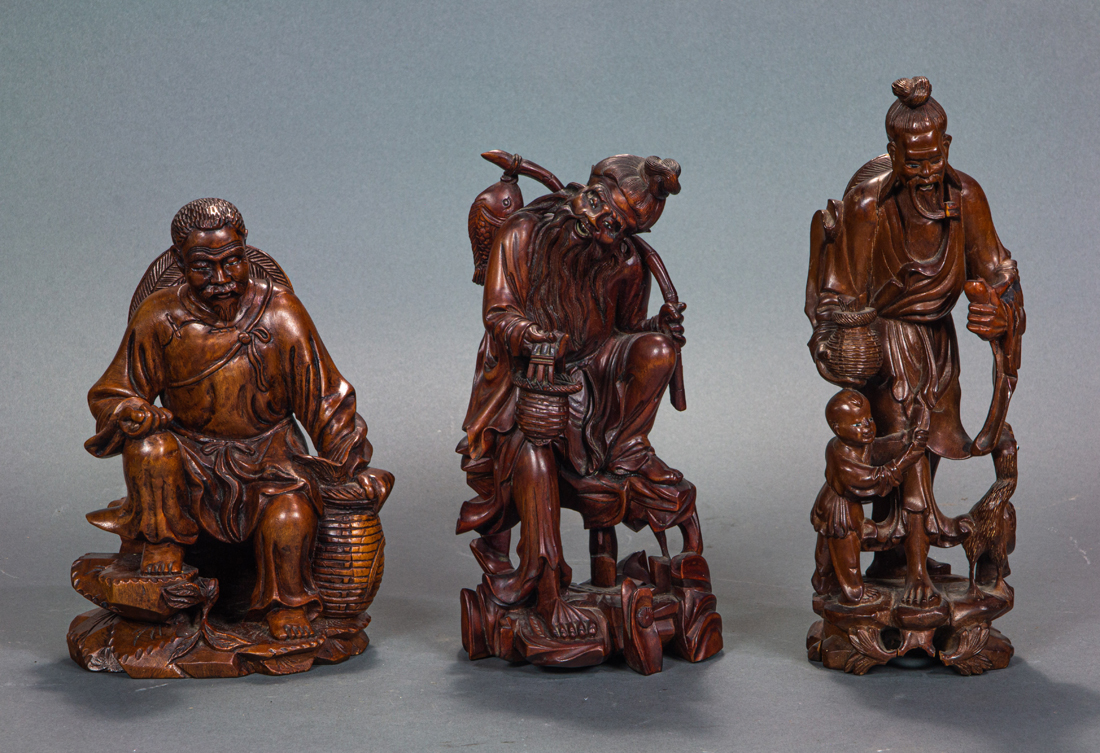 (LOT OF 3) CHINESE WOOD FISHERMEN