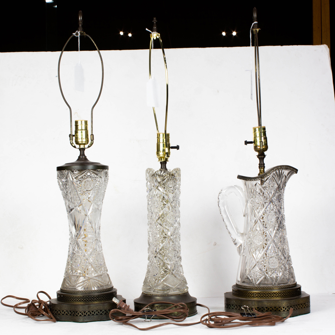 (LOT OF 3) CUT GLASS VASES