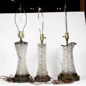 (LOT OF 3) CUT GLASS VASES CON
