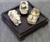 Lot of 3 Dyed Asian Ivory Figu