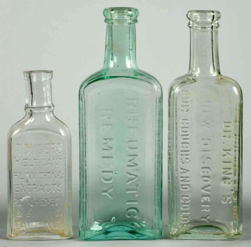 Lot of 3: Early Remedy Bottles. 