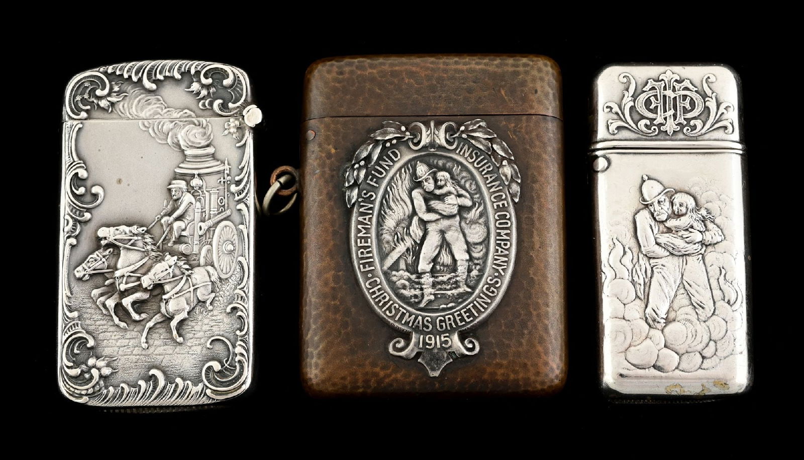 LOT OF 3: FIREMAN MATCH SAFES(A)