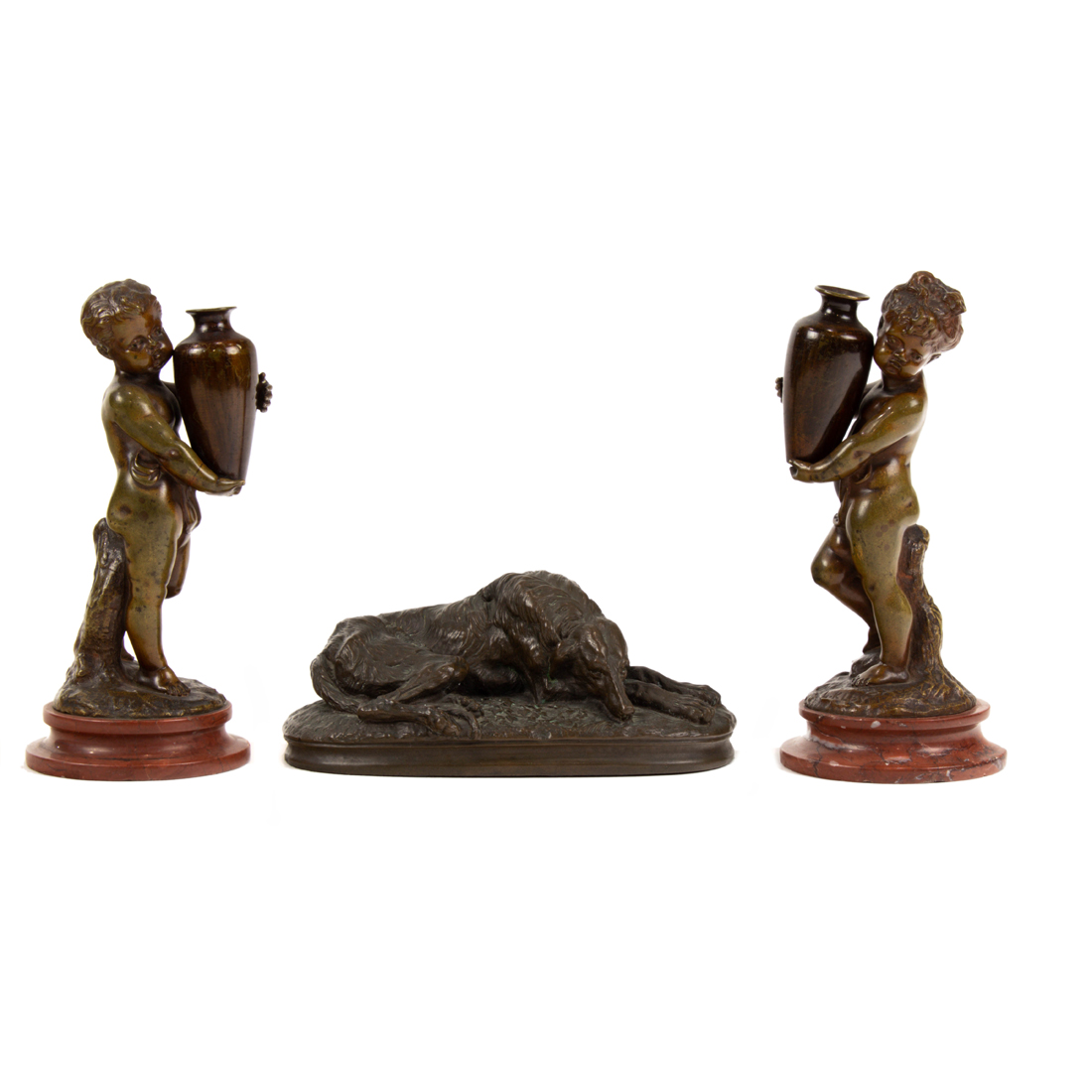 (LOT OF 3) FRENCH PATINATED