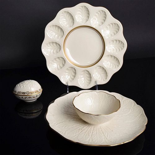 LOT OF 3 GILDED, CREAM COLORED