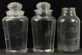Lot of 3: Glass Store Jars. <b