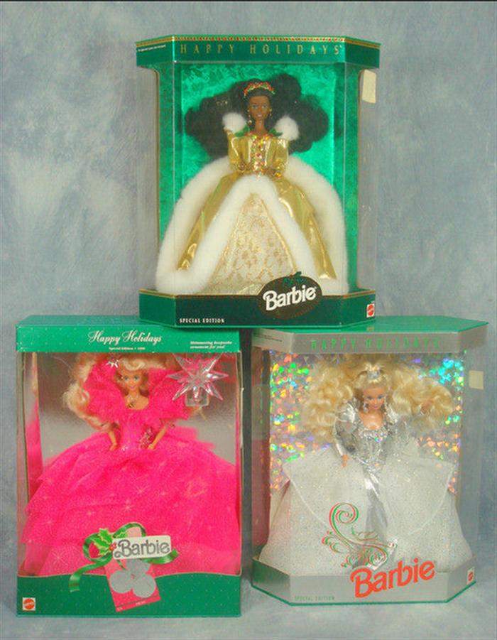 Lot of 3 Holiday Barbie Dolls, Mint