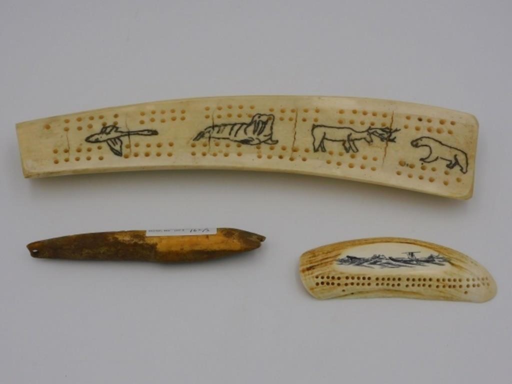LOT OF (3) INUIT WALRUS ITEMS.