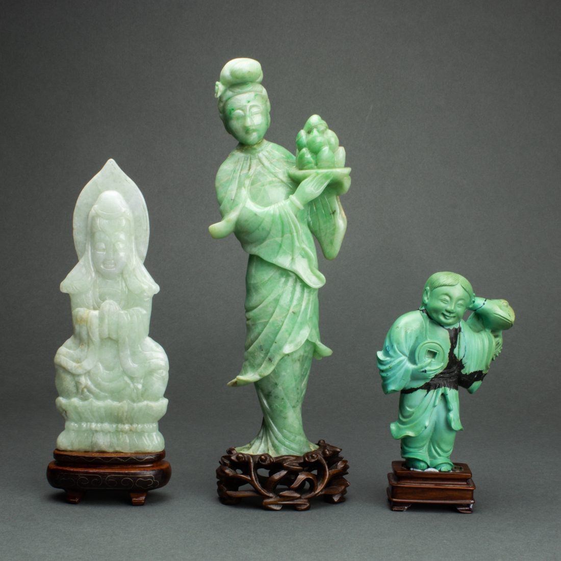 (LOT OF 3) JADEITE AND TURQUOISE