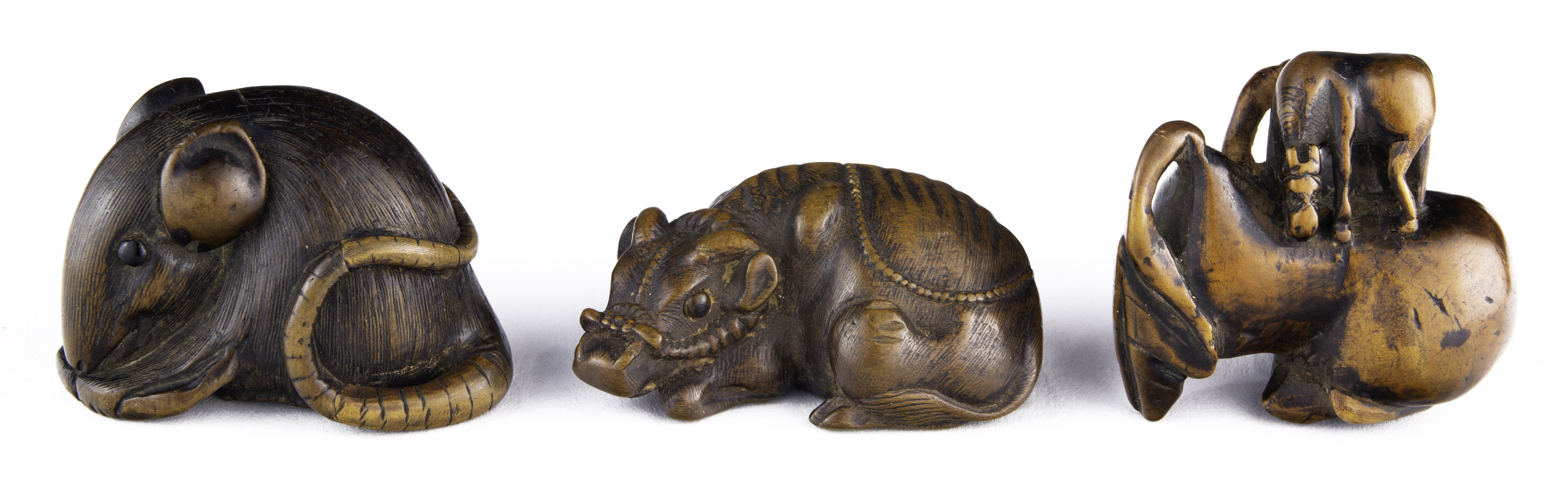 (LOT OF 3) JAPANESE BOXWOOD NETSUKE