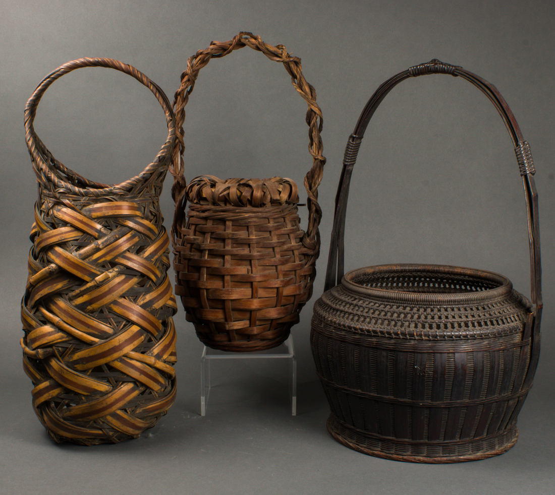 (LOT OF 3) JAPANESE WOVEN BAMBOO