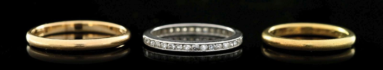 LOT OF 3: LADIES PLATINUM DIAMOND