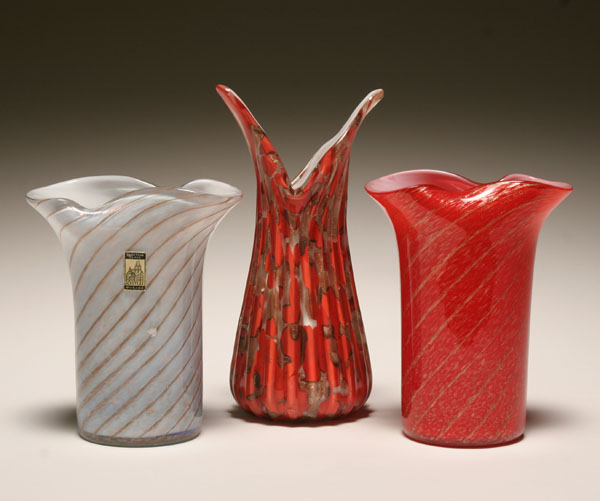 Lot of 3 Murano glass vases,