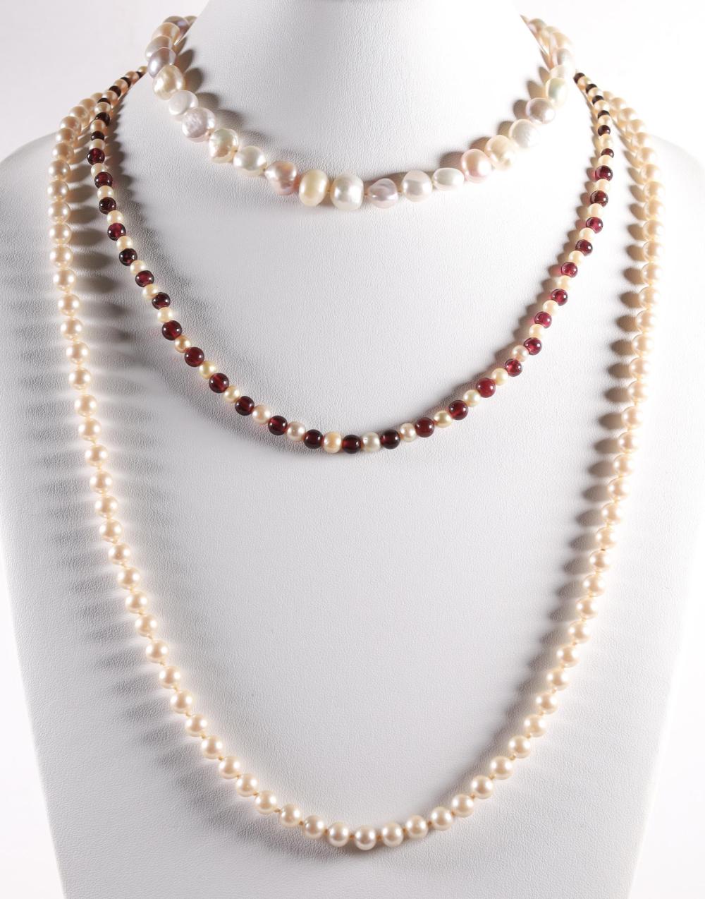 LOT OF 3 PEARL NECKLACES21 IN.