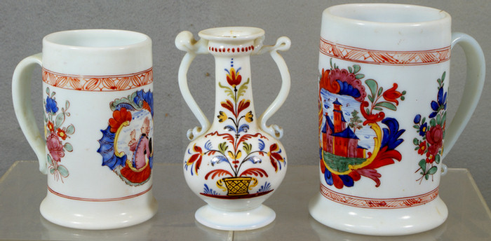 Lot of 3 pieces of enameled Bristol