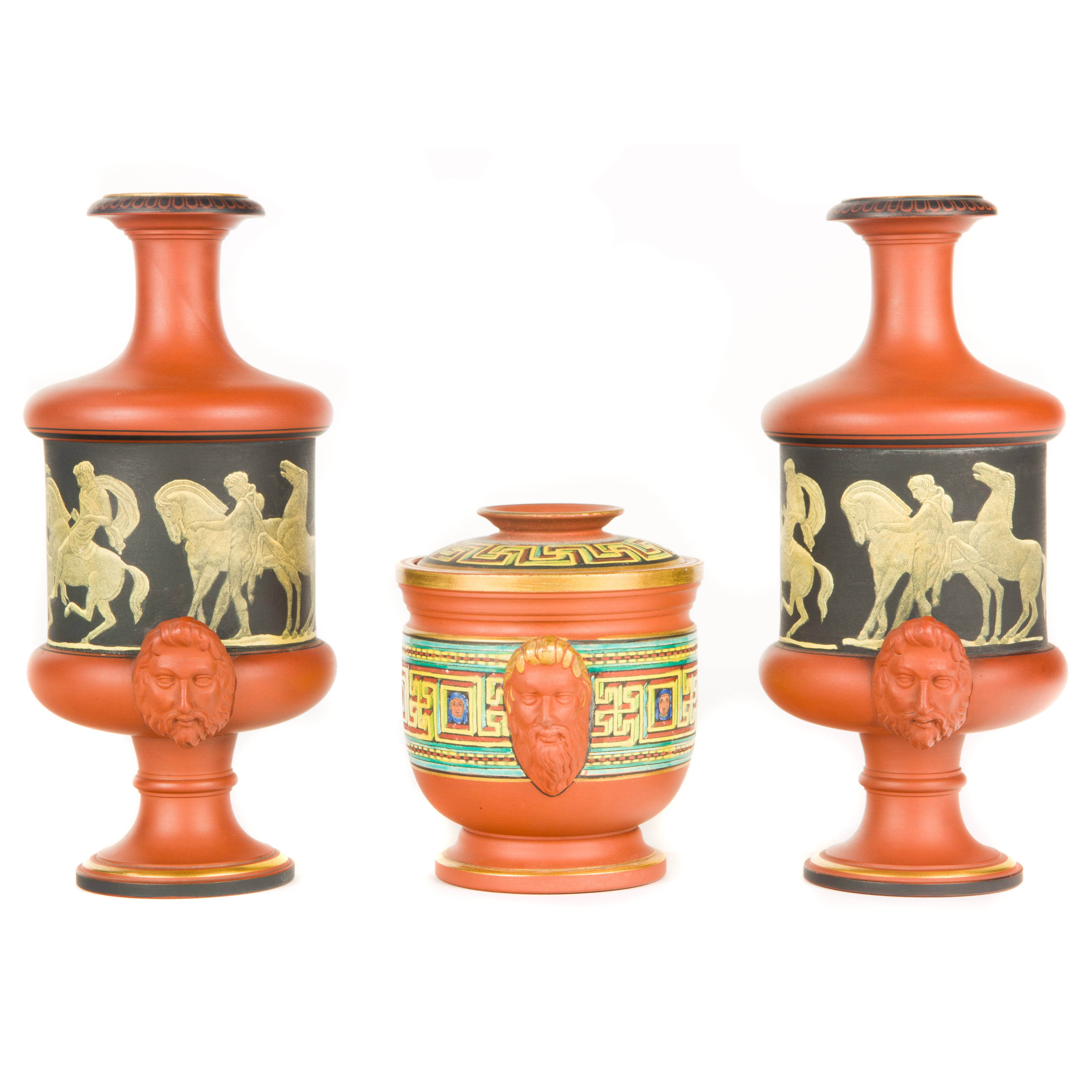 (LOT OF 3) PRATT TYPE TERRACOTTA