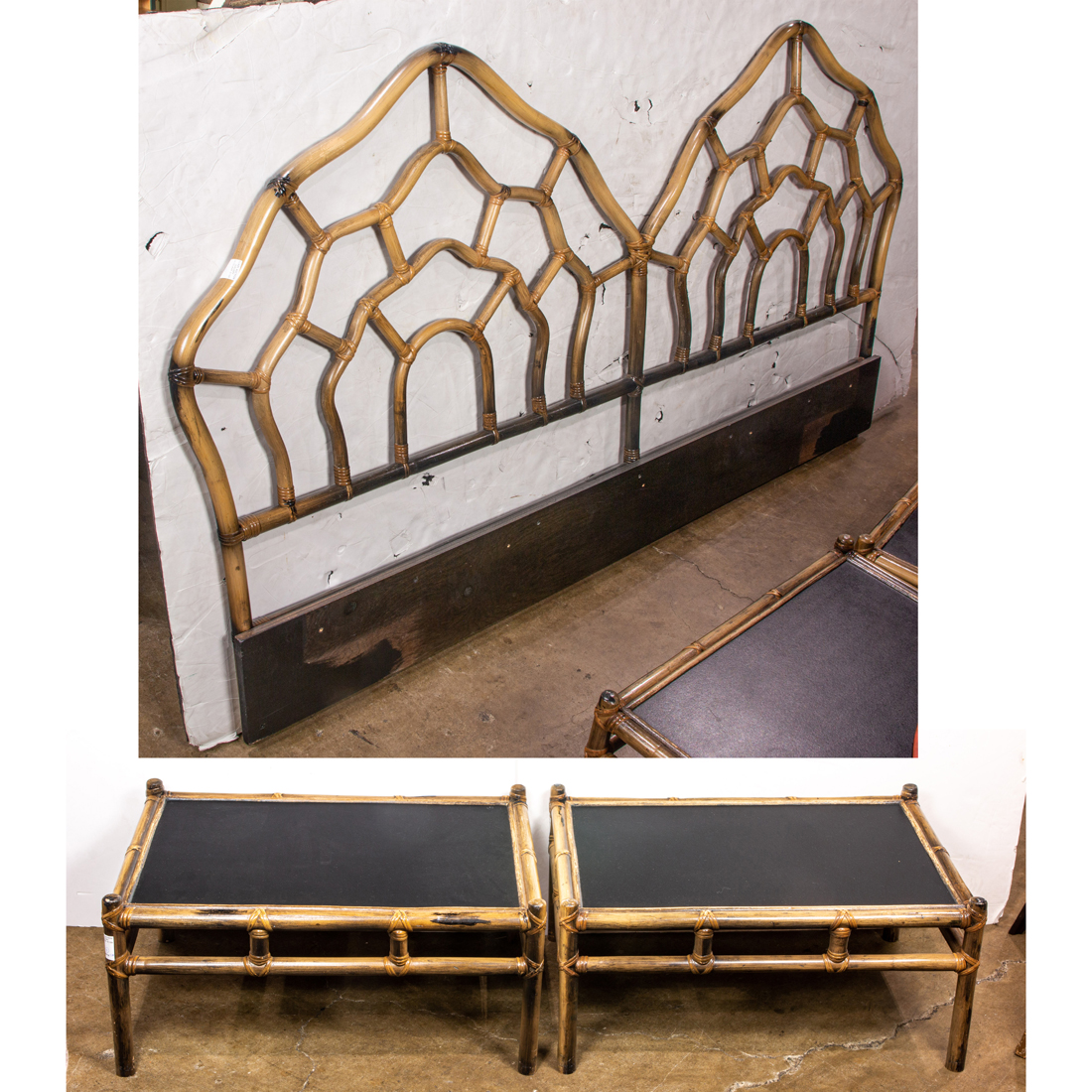 (LOT OF 3) RATTAN KING-SIZE
