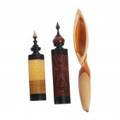 LOT OF 3 SCULPTURAL WOODEN OBJ